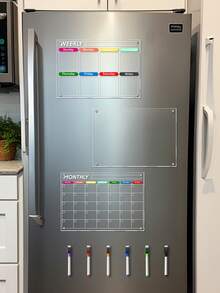 1 pieza Pizarra magnética de acrílico para refrigerador, pizarra de notas transparente con sujeción magnética para la puerta delantera, planificador semanal - Multicolor - Ver 6