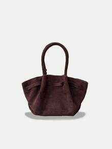 Dedoo European & American Niche Design Suede Bucket Bag With Buckle, Women's Street Style Handbag, Suitable For Shopping, Commuting, Parties, And Gift-Giving In Autumn/Winter - Coffee Brown - View 4