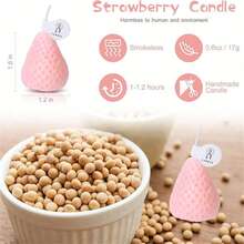 草莓味大豆蜡蜡烛批发，可爱创意生日礼物，手工逼真香氛蜡烛，适用于桌面摆设、拍照道具、生日、冥想、舒缓压力、沐浴、派对装饰、生日礼物、派对礼品、节日装饰 - 粉色 - 查看 3
