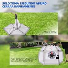 Tienda de Campaña Plegable, BOJA Corral con Toldo, Pelota Pequeña y Bolsa de Almacenamiento, Apto para Uso Interior, Exterior, Camping y Playas ()(Gris) - Multicolor - Ver 6