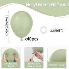 10/20/30/40/50個不同尺寸灰色綠色氣球，尺寸18/12/10/5英吋，酪梨綠乳膠氣球花環拱門套裝，適用於生日派對、畢業典禮、新娘派對、婚禮、狩獵叢林主題氣球裝飾 - 酪梨綠色 - 查看 23