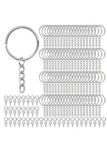 Fashionable Charm Keychain, Flat Double-Layer Glossy Keychain, Exquisite Keychain Set, Jewelry Making Materials, Suitable For DIY Keychain, Key Chain, Bag Pendant, Craft, Holiday Gift, Valentine's Day Gift, Back To School Gift (Random Delivery)