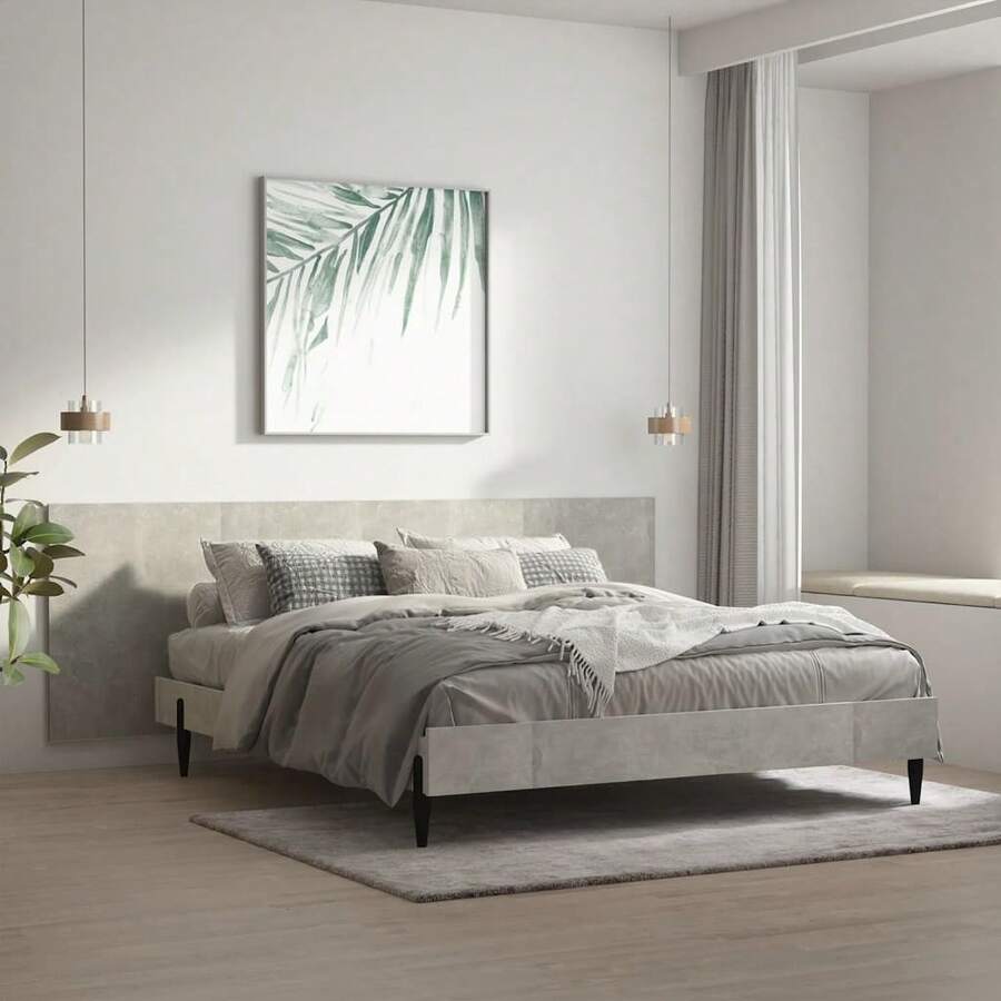 Testiera a muro vidaXL, grigio cemento, 240x1,5x80 cm, materiale a base di legno - Multicolore - Visualizzare 1