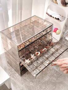 One Three-Layer Transparent Jewelry Storage Box (72 Compartments), A Large-Capacity Portable Acrylic Jewelry Box With Multiple Compartments. It Can Be Used As A Jewelry Box, Bathroom Storage Box, Gift Box, Desktop Drawer Box, Jewelry Organizer, Jewelry Rack, Jewelry Display Box, And Elegant Display And Packaging Storage Device. - Multicolor - View 2