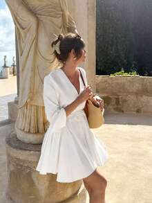 2026新款优雅通勤/商务休闲简约办公室套装，修身A字连衣裙，情人节套装，优雅女士连衣裙，优雅派对连衣裙，优雅连衣裙，音乐节套装，外套，Y2K风格套装，生日派对连衣裙，短款连衣裙，度假连衣裙，女士生日套装，女士沙滩装，女士春季连衣裙，新年连衣裙，女士度假套装，女士情人节套装 - 白色 - 查看 5