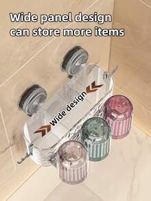 2pcs/3pcs/4pcs Large Capacity Storage Rack, Viral Suction Cup Toothbrush Holder, Wall-Mounted Toothbrush Cup Rack, No Drilling Mouthwash Cup & Toothpaste Organizer, With Rinse Cup