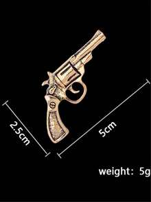 1pc Vintage Handgun Brooch, Decorative Lapel Pin For Men, Personalized Accessory For Jacket, Suit, Gunman Style - Multicolor - View 5