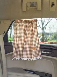 1pc Car Rear Window Sunshade, Suction Cup Mounted, Cute Plaid Bear Design, Universal Fit For Baby Stroller/Car - one-size - View 5