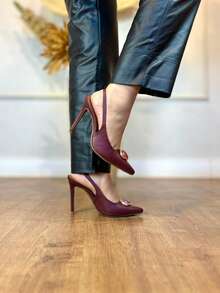 ANGELA GALVAO Open-Toe Slingback Pump With Elastic And Luxurious Glamour Stone - Napa Marsala - View 6