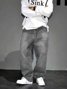 BAZR Men's Straight Leg Jeans, Cotton, Washed, Casual, Streetwear, Versatile, Essential Men's Denim Pants