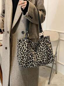 New Leopard Print Large Capacity Tote Bag - Versatile Shoulder & Underarm Carry Bag For Women, Spacious Animal Print Work Tote With Top Handle, Perfect College Campus Essential For Students, Fall Winter Cheetah Pattern Women's Purse.New Fashion Leopard Print Large Capacity Shoulder Under Arm Casual School Tote Bag, Fashion Leopard Print Bag, Animal Print Women Bag, Tote Bags For Women, College Essentials, New Fashionable Big Bags For Women, Fall Winter Fashionable Cheetah Print Purse For Women[Leopard Print Tote, Large Capacity Shoulder Bag, Animal Print Purse, Women's Work Tote, College Campus Bag, Student Essentials Bag, Fall Winter Fashion, Cheetah Print Bag, Underarm Shoulder Bag, Top Handle Purse, Vegan Leather Tote, Spacious Work Bag, Weekender Tote, Commuter Bag, Fashion Shoulder Bag, Women's Handbag, Big Bag For Women] - 豹紋 - 查看 4