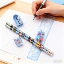 6 Pieces/Set Crayon Shin Chan Cartoon Ruler Eraser Notebook Set, Creative Drawing Office Supplies Shin Chan Stationery Set Gift (Some Parts May Come Randomly)