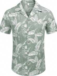 Hawaiian Shirt For Man Short Sleeve Button-Down Vintage Tropical Floral Print, Lightweight Breathable Summer Beach Shirt For Casual Vacation - H - Xem 5