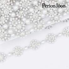 1 Yard Pearl Rhinestone Trim Chain Silver Crystal Diamond Beaded For Sewing Clothing Cake Cup Blazer Dresses Decoration - Silver-2 - View 4