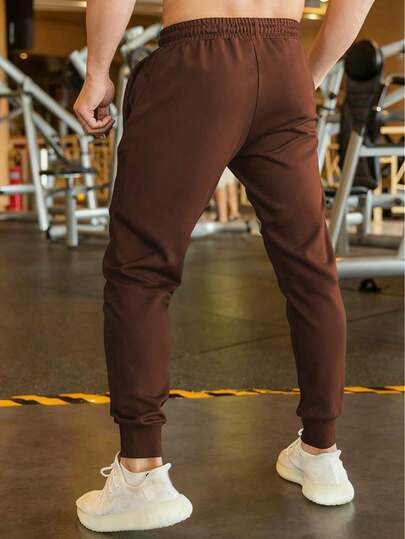 男士健身休闲运动裤，透气柔软抽绳长裤，带字母拉链口袋，适合送给男友/丈夫