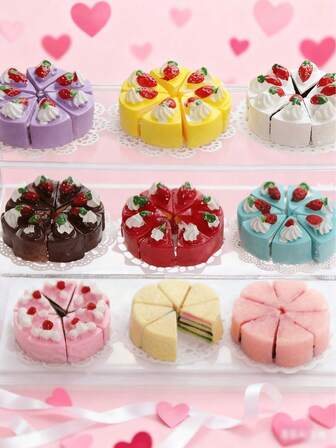 10件套娃娃屋迷你食物蛋糕：迷你厨房蛋糕店甜点场景逼真甜点模型