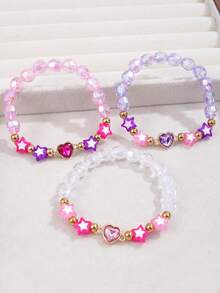 2件套心形星形吊坠项链和串珠手链首饰套装，送给女孩的礼物 - 均碼 - 查看 4