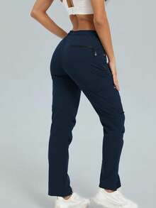 DREAMSPORT 女士工装慢跑裤和宽松长裤 | 轻便速干徒步旅行裤，休闲运动裤，适合健身房、居家休闲和锻炼套装 - 藏蓝色 - 查看 2