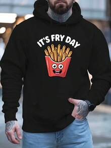 Men's It's Friday Hoodie, New Urban Style, Printed Tops, Autumn And Winter Clothing, Free Sweatshirts, Comfortable And Soft Fabrics, Exquisite Gifts For Family And Friends, Urban Fashion, Casual Wear,  Tops, Stylish Hoodie, Soft Material - 黑色 - 查看 1