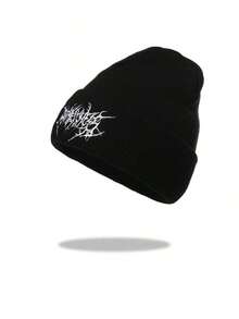 1pc Or 2pcs Gothic Style Men Embroidered Scarf Knitted Beanie, Women's Fashion Street Ski Hat, Warm And Versatile Cold Weather Cap, Loose Fit. - 彩色 - 查看 9