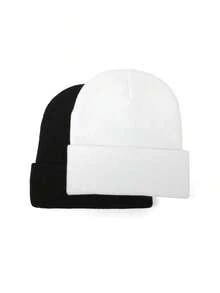 1pc Or 2pcs Gothic Style Men Embroidered Scarf Knitted Beanie, Women's Fashion Street Ski Hat, Warm And Versatile Cold Weather Cap, Loose Fit. - 彩色 - 查看 3