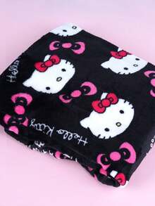 2pcs Authorized Sanrio Flannel Sleepwear Kawaii Sanrio Hello Kitty Women's Casual Home Pants, Pink Cartoon KT Print, Autumn Fashionable Sleepwear - Multicolor - View 3