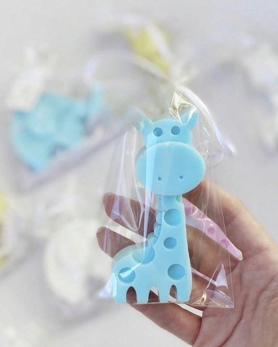12 velitas con aroma temática safari Leon jirafa baby shower bautizo - Azul - Ver 1