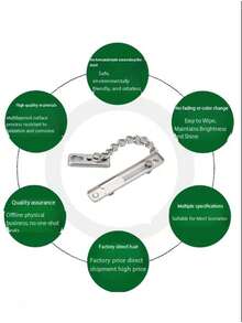 1pc/2pcs Thickened New Stainless Steel Anti-Theft Door Chain Lock, Security Chain Lock, Hotel Door Stopper, Home Anti-Theft Door Internal Locking Clasp, Made In China - Multicolor - View 9