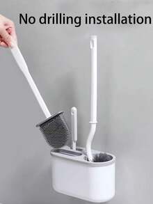 一套四合一马桶刷套装（1个长柄马桶刷、1个硅胶刷、1个凹槽刷、1个防漏马桶刷架），浴室清洁套装，马桶清洁刷，浴室配件，无死角三合一轻巧豪华马桶清洁刷架 - 彩色 - 查看 12