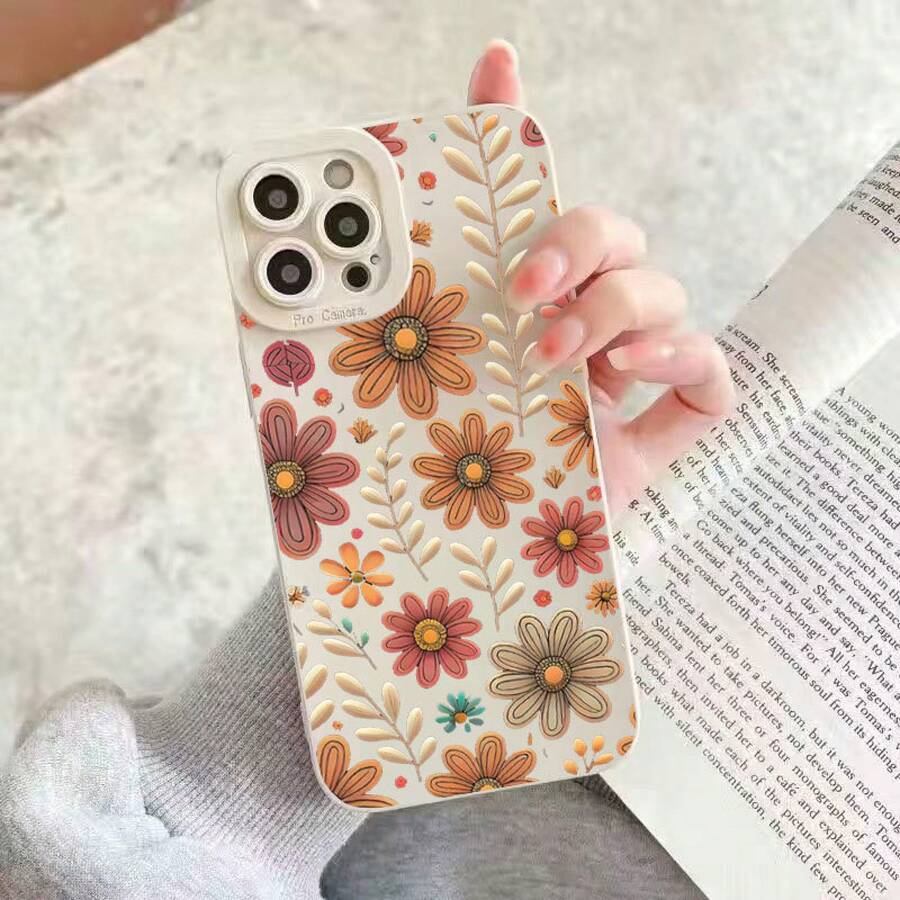 Floral Pattern Compatible With Apple 17 Pro Max Full Coverage Phone Case 15 16/15/14/13 Shockproof XSM - 白色 - 查看 1