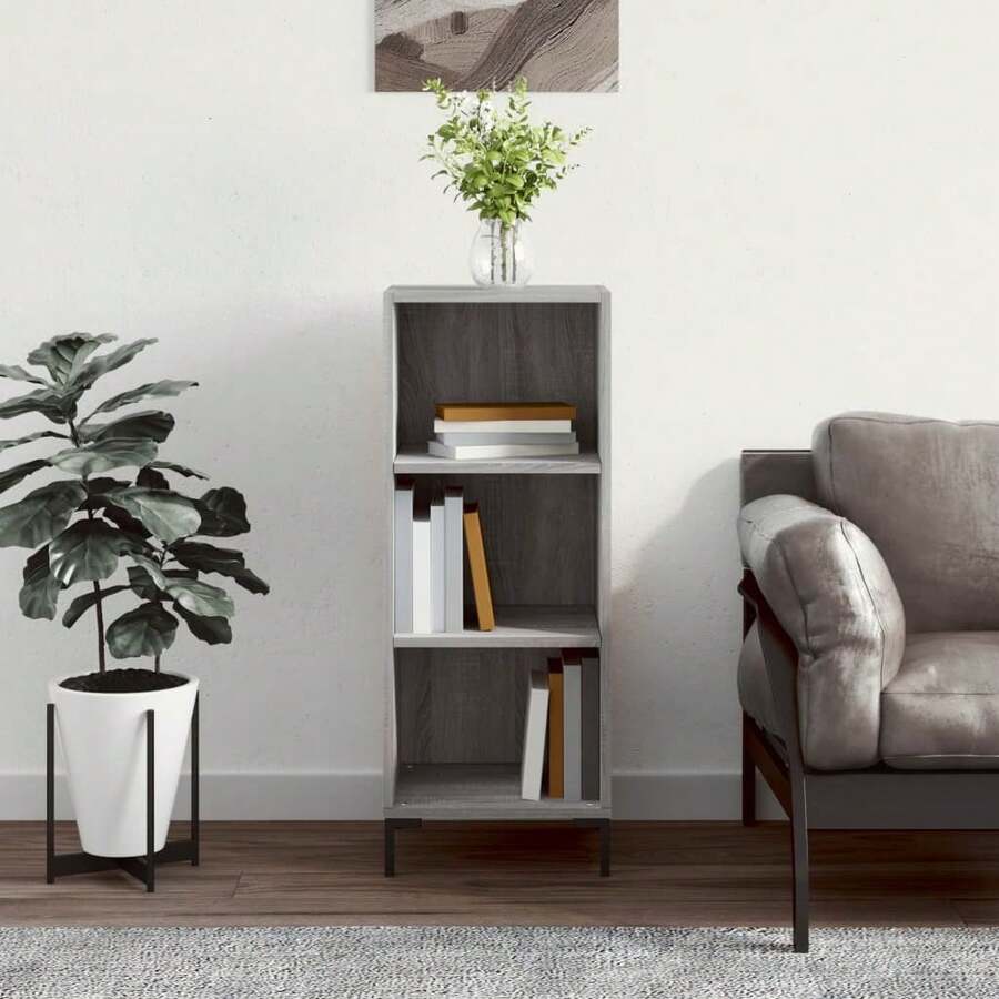 vidaXL Sonoma Grey Sideboard 34,5 x 32,5 x 90 cm, materiał drewnopochodny - Wielokolorowe - Zobacz 1
