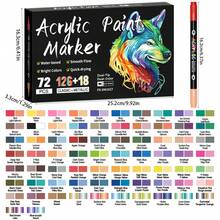 Bộ bút vẽ acrylic 24/48/72/96/144 màu, 12/24/36 chiếc, bút vẽ acrylic hai đầu với đầu cọ mảnh, thích hợp vẽ trên đá, vải bố, đá, gỗ, thủy tinh, giấy, nhựa, đồ dùng thủ công DIY, đồ dùng mỹ thuật cho năm học mới. - Nhiều màu - Xem 15