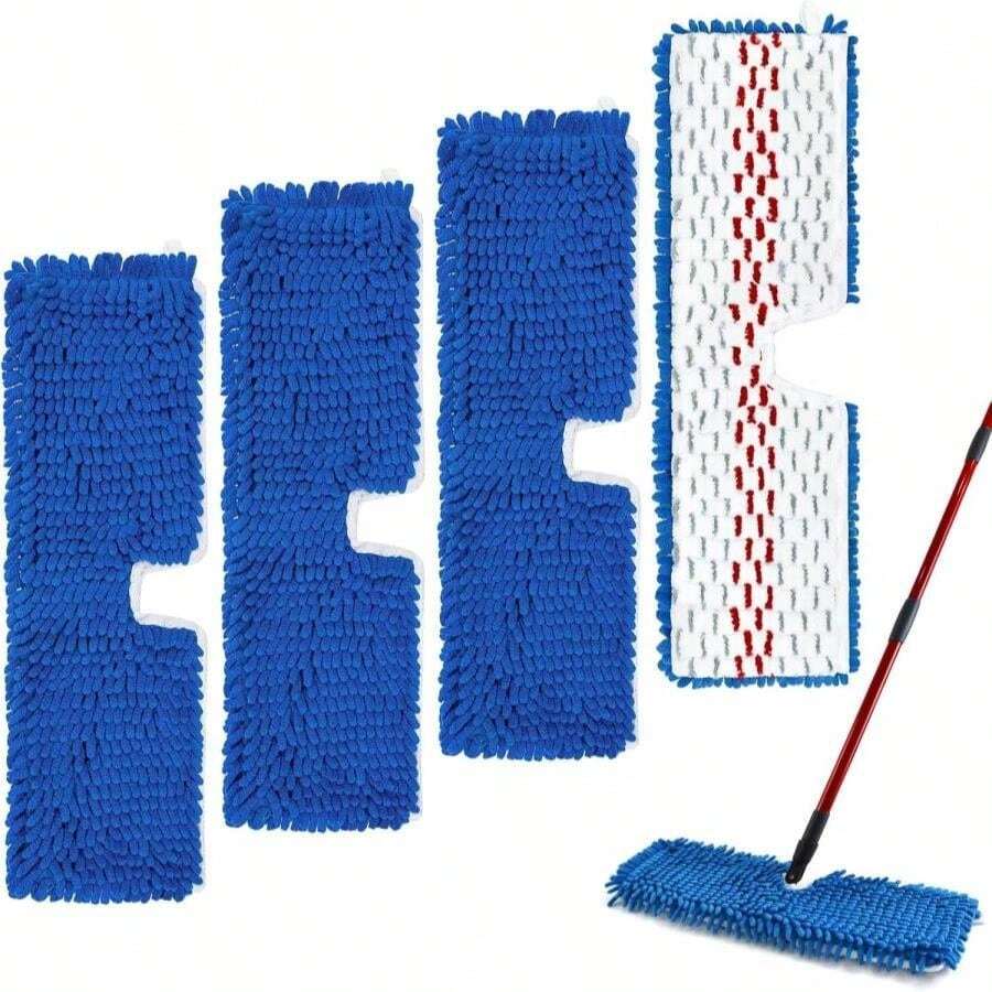 4 Pack Mop Head Replacement Compatible With O-Cedar Hardwood Floor 'N More Microfiber Dual Or 3-Action Flip Mop Refill Chenille Mop Replace Pads For Ocedar Dual-Action Flip Mop,Reusable &Amp; Washable Pad - 軍綠色 - 查看 1