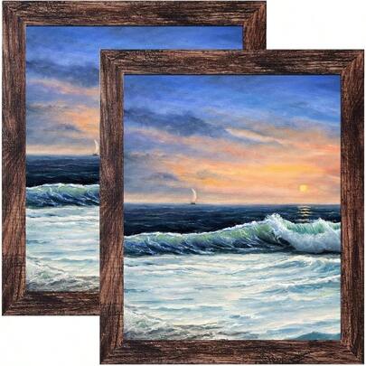 WSXC 8x10 Picture Frame Brown For Wall Mounting Or Tabletop Display 2 Pack