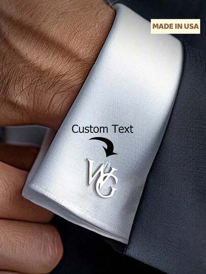Customized 1 Pair Initials Cufflinks, Personalized Couples'/Lovers'/Spouses' Monogram Stainless Steel Gentleman Cuff Links For Men's Formal Shirt Jewelry, Vintage,Casual,Hipster,Old Money,Stylish,Cute,Custom,Personalized,Unique,Customized,Ideal Gifts For Him,Ideal Gifts For Her,Boyfriend,Girlfriend,Family,Friends,Grandparents,Her,For Anniversaries,For Birthdays,For Weddings,For Graduation,For Housewarming,Delicate Romance, Urban Chill
