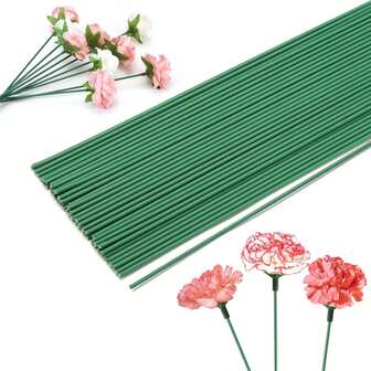100/50/20pcsinch Green Flower Stem Sticks DIY Floral Material Handmade Wire Stem Accessories.For DIY Flower Arrangements, Wedding Bouquets, Wreaths, Accessories For Flower Arrangement Decoration, And Handmade Projects. It Can Also Be Used For Home Decoration, Wedding Decoration, And Handmade Flower Bouquets. For Easter, Birthdays, Graduations, Mother's Day, And Valentine's Day.