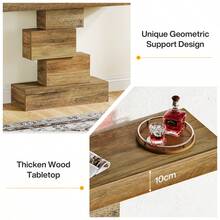 Tribesigns Mesa consola, 108 x 30 x 80 cm, mesa de recibidor con base de diseño llamativo, mesa auxiliar estrecha de madera, mesa de sofá para salón, recibidor, dormitorio, estilo rústico, marrón - Marrón - Ver 5