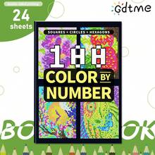 GDTME 1 pieza Libro de colorear minimalista y audaz basado en números, que contiene patrones vibrantes de animales, plantas y paisajes, regalo ideal de Navidad, regalo para papá, regalo divertido, regalo para el abuelo - Multicolor - Ver 14