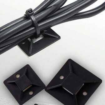 200pcs (100 Self-Adhesive Clips + 100 Cable Ties) Self-Adhesive Cable Clips - Non-Marking, No Drilling Required Cable Fasteners For Desks, Cars, Offices And Walls - Durable Plastic Cable Management, Cable Organizers For Desks, Easy Installation Clips, Desk Organizers, Sturdy Construction, Desk Accessories, Home Organization