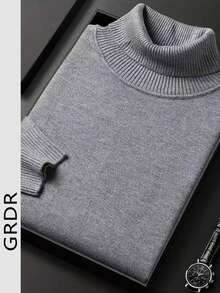 GRDR Men's Crew Neck Long Sleeve Sweater, Versatile Everyday Wear Knitted Pullover - Light Grey - View 3