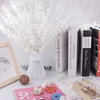 20/30支仿真花花束，包含玫瑰、尤加利、牡丹、球根菊花等，适合情人节礼物、生日派对装饰、婚礼花篮、新娘手捧花、家居装饰、餐厅、卧室、窗台、花瓶装饰、新年装饰、户外花园、开学季等场合。