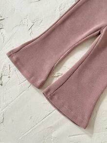 Baby Girls' Casual Soft Comfortable Striped Flare Pants, Spring/Autumn - Watermelon Pink - View 11