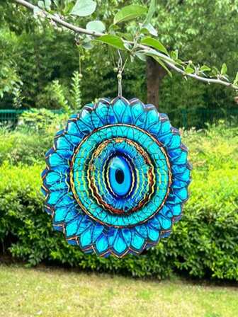 3D旋转风车，彩色旋转风铃，金属悬挂装饰，适用于花园和庭院