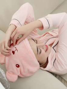 1pc Blue & Pink Teddy Bear Shower Cap, Adult Absorbent Thick Hair Brush, Quick Dry Set, Headband, Shower Cap, Hair Dryer, Shampoo Towel - Multicolor - View 2