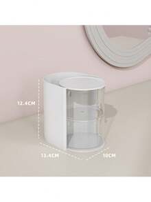 Caja de almacenamiento giratoria de varios niveles, estantería de almacenamiento para mesa, tocador, soporte para lápiz de cejas, soporte para bolígrafos, compacto de polvo, caja de cajones, pasador de pelo, caja de almacenamiento para diademas, caja de exhibición a prueba de polvo, peine, gafas, cepillo, lápiz, caja de pelo de plástico simple y práctica. - Multicolor - Ver 7