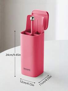 1pc Rose Makeup Brush Storage Box Automatic Lifting Eye Shadow Brush Powder Blusher Powder Brush Advanced Desktop Press Brush Bucket - Multicolor - View 4