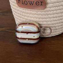 复古透明蓝棕条纹星形+圆圈 Pro 3/Pro 2/Pro/ 4/3/2 耳机套，时尚女士耳机套，简约耳机保护套，兼容苹果设备，秋冬款 - 彩色 - 查看 4