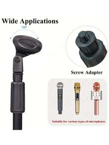 70‑150cm Adjustable Microphone Tripod Stand, Foldable Floor Mic Holder With 180° Rotatable Clip, Lightweight Metal Stand For Live Stream Karaoke Home Use, Note: Not For Heavy Professional Microphones - Black - View 7