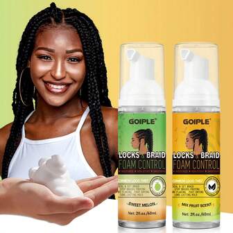 Goiple 2fl.Oz Braid Foam - Locks & Braids Foam Control, Lavender Infused, Moisturizing Lightweight Liquid Styling Foam For Women, Enhances High Shine, Tames Braids, Long-Lasting Hold Braiding Mousse, Good For Twists, Locs, Cornrows, Dreadlocks, Curl Hair
