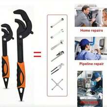 Adjustable Ratchet Wrench Tool - Ergonomic Handle, Metal Structure For Home Repair And DIY Projects, Black & Orange Design, Adjustable Wrench, Hand Tool Accessory